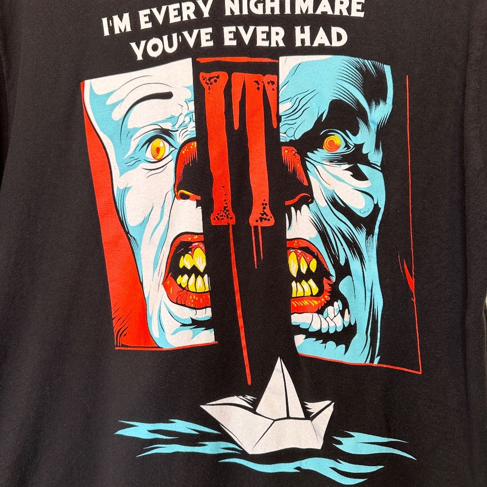 IT The Movie Two Faces Pennywise Graphic Logo Crewneck Short Sleeve Horror Tee - Picture 5 of 9